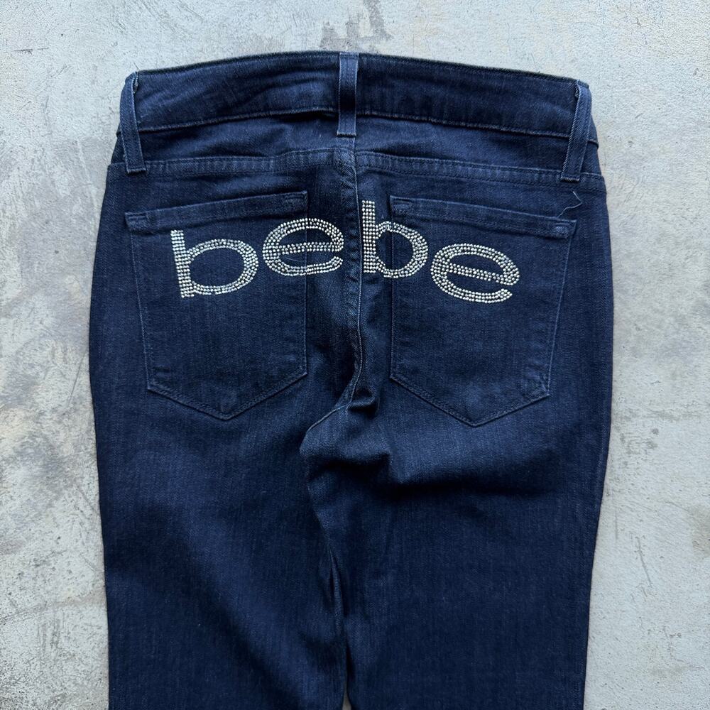 Vintage Y2K Bebe USA Rhinestone Spellout low rise Flare Jeans Size 27